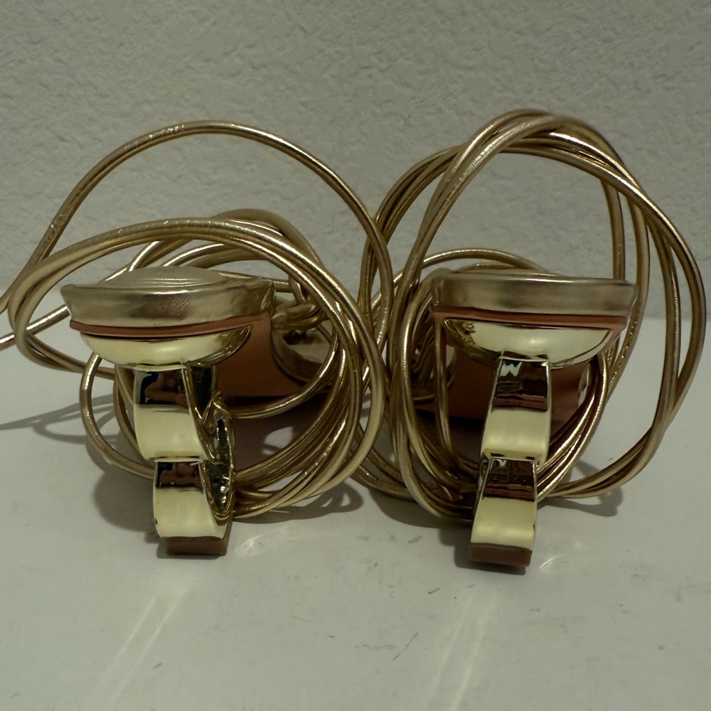AZALEA WANG Stupendous Gold Ankle Wrap Lace Up High Linking Heel Sandal Size 6.5 - Picture 8 of 15